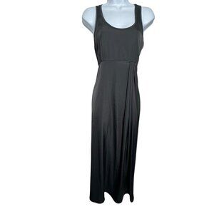 Rachel Zoe Dark Gray Sleeveless Satin Maxi Dress Size Medium Elegant Evening